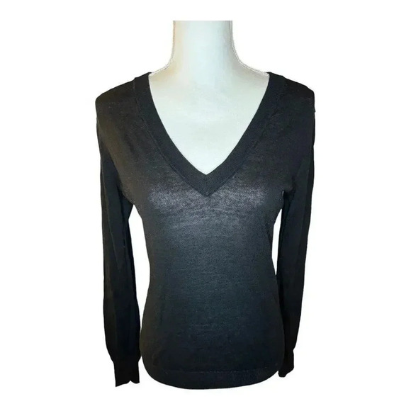 Joe’s Women’s Small Black V-Neck Long Sleeved Sweater Silk & Cotton Blend - Picture 1 of 7